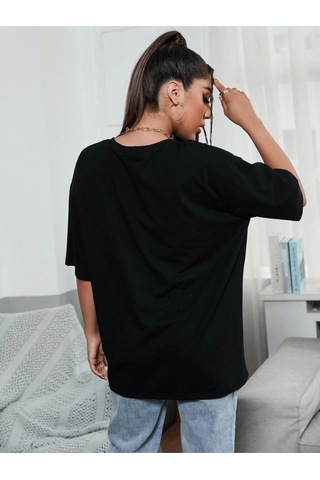 Kadın Siyah Oversize T-shirt Siyah