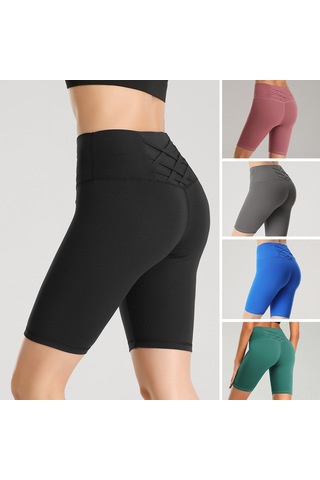 Skycity Kadınlar İçin Yüksek Bel Fitilli Nefes Alabilen Yoga Şortu - Esnek Ve Konforlu Yeşil