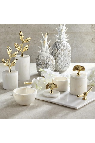 Evza Dikdörtgen Mermer Tepsi Beyaz