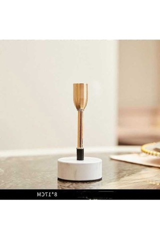 Opulentliving Altın Retro Konik Şamdan Mumluk Düğün Şükran Çok Renkli 17x8 Cm Çok Renkli