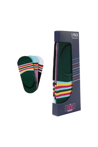 The Socks Company 160p 3 Çift Desenli Kadın Görünmez Çorap Çok Renkli