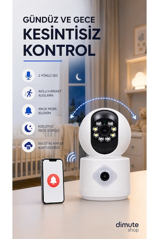 Int-cmr41 2mp Çift Lens Bebek Kamerası 2 Yönlü Ses, Mobil Uygulama Destekli Güvenlik Kamerası