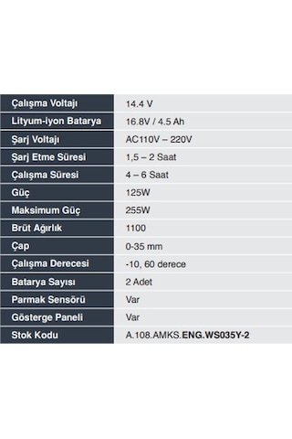 Energy Ws-035y 35mm Çift Akülü Budama Makası