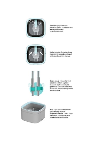 Torima Tmp-02 Temiz Kirli Suyu Ayıran Otomatik Temizlik Seti 3 + Extra Mop Bezli Paspas