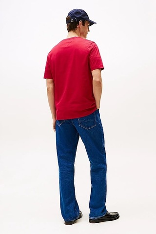 Tommy Hilfiger Erkek Script Logo T-shirt - Kırmızı Medium Red