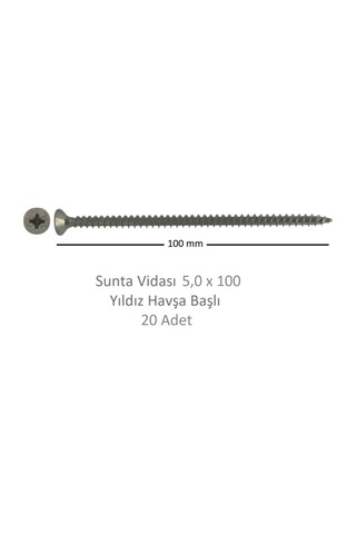 Adilon Sunta Vidası, 5,0 X 100 Mm, 20 Adet, Yhb Vida 5 x 100