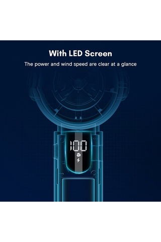 Didadodo Taşınabilir Şarjlı Mini Fan - 5 Hızlı, Sessiz, Yeni Led Ekranlı, Ev/ofis/seyahat İçin Siyah Siyah