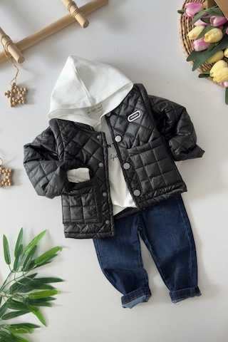 Miniğimin Cicileri Çıkarılabilir Kol Detaylı Min 3 Lü Unisex Takım - Siyah