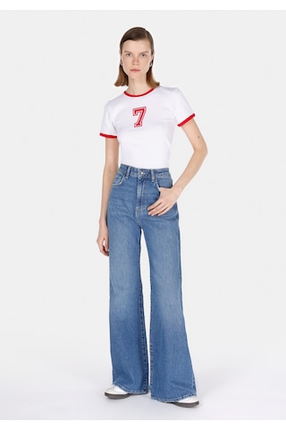 Colin's Colins Slim Fit Yuvarlak Yaka Baskılı Kadın Beyaz Kısa Kol Tişört Cl1073533 Q1.v1 Wht Beyaz