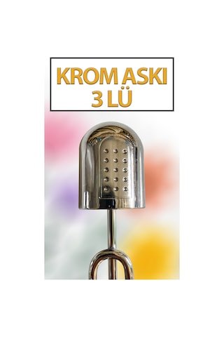 3 Lü Krom Duvar Askısı Birleşik Model Banyo Mutfak Havlu Askılığı Gümüş