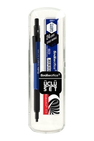 Scrikss Graph-x Metal Versatil Kalem 0.7 Mm Mavi 3'lü Set