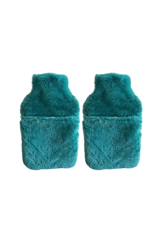 Sıcak Su Torbası 2 Adet,cepli Yeşil Peluş Termofor 32,5x17,5cm 1500 Ml Çok Renkli