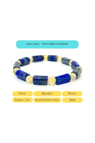 Sertifikalı Lapis Lazuli Ve Sitrin Doğal Taş Bileklik Çok Renkli