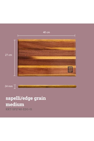 Kaf Ahşap Sapelli Edge Grain Kesme Tahtası Medium