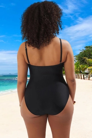 Ersefa Konforlu Plus Size Mayo Tasarım Büyük Beden Plaj Kıyafeti Tam Des Siyah