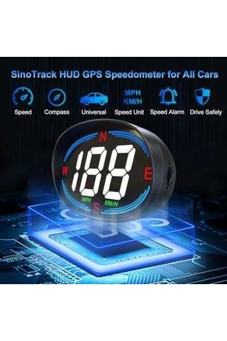 Elmpaly Hud Gps Araç Baş Üstü Göstergesi Mph Hız Göstergesi Pusula Aşırı Hız Uyarısı Tüm Araçlar