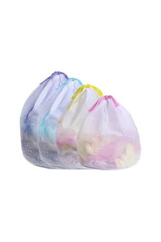 Malzek 4 Adet Çamaşır Yıkama Filesi Renkli Ipli 40x60 Beyaz