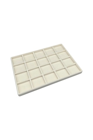 Yerli Üretim Süet Kumaş Krem Renk 34/24 Cm 20 Bölmeli Çekmece İçi Takı Standı Çok Renkli