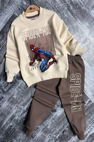 Örümcek Adam Kahverengi Renk Erkek Çocuk Eşofman Takım Kahverengi