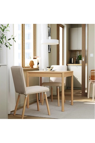 Ikea Meşe Sağlam Yemek Masası - Açılır Mutfak Masası