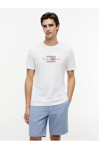 Tommy Hilfiger Scrıpt Flag Regular Tee Erkek Beyaz T-shirt - Mw0mw43226