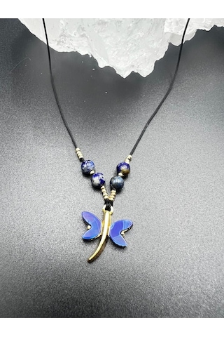 Sertifikalı Lapis Lazuli & Sedef Doğal Taş Tasarım Kolye Yusufcuk Detaylı Aaa Kalite Çok REnkli