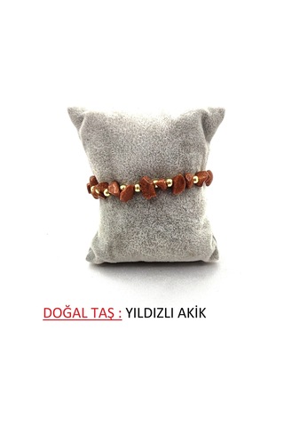 Şekilli Doğaltaş Ayarlanabilir Kadın Bileklik Çok Renkli-11