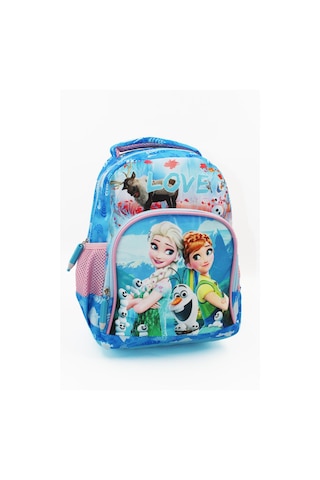 2 Gözlü Mavi Elsa Anna Anaokulu Çantası - Kız Çocuk Çanta Kreş Çantası - Elsa Çanta - Frozen Çanta Çok Renkli