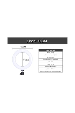RL-72B 6" Halka Led Tripod Stüdyo Makyaj Işığı Ring Light