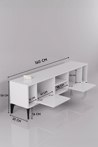 Linya Tv Sehpası Suntalam Beyaz 160x35 Cm Çok Renkli