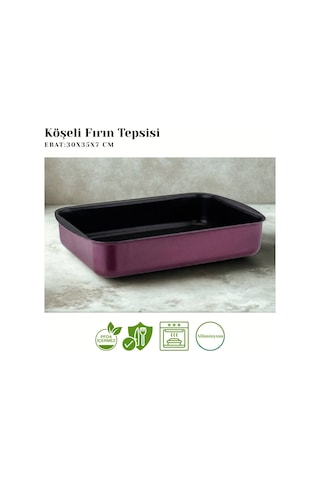 30x35 Cm Granit Köşeli Tepsi - Mürdüm Mürdüm