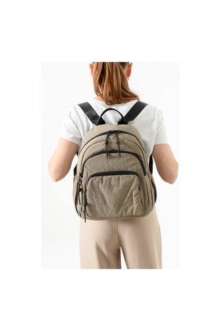 Paul Brand Kadın 3 Bölmeli Haif & Geniş Hacimli Suya Dayanıklı Klinkır Kumaş Günlük Sırt Çantası Mat1109 Kahve