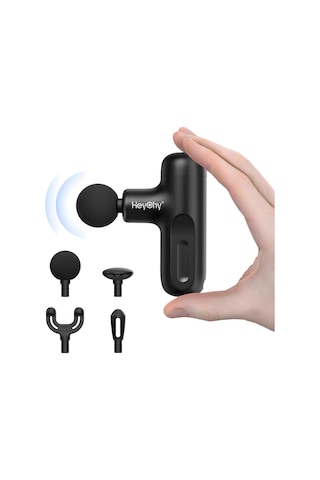 Heychy Mini Masaj Tabancası, Kas Gevşetme İçin 4 Ataşmanlı Ve 5 Seviyeli Elektrikli Fasya Masaj Aleti, Boyun, Sırt, Omuzlar, Bacaklar İçin, Erkekler Kadınlar İçin Hediye Siyah