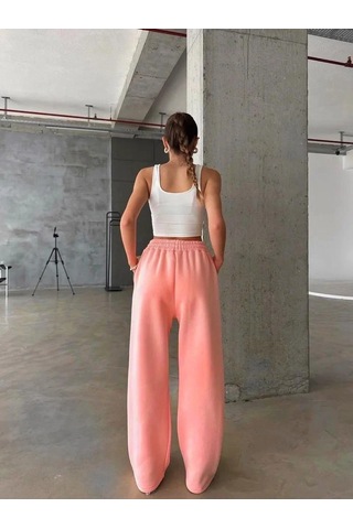 3 İplik Şardonlu Oversize Eşofman Somon Somon