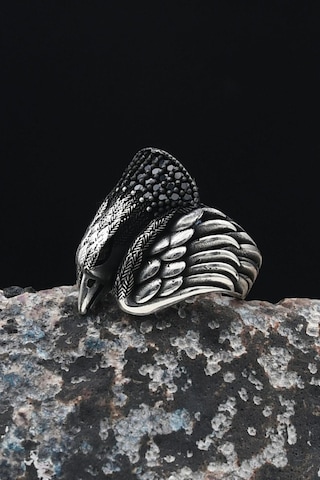 925 Ayar Gümüş Erkek Yüzüğü Mikro Taş Süslemeli Kartal Figürlü 901246