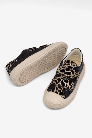 Tonny Black Çoçuk Sim Detaylı Cırtlı Rahat Kalıp Sneaker Çocuk Unisex Siyah Leopar Sneaker Tbarz1035 Siyah - Sarı