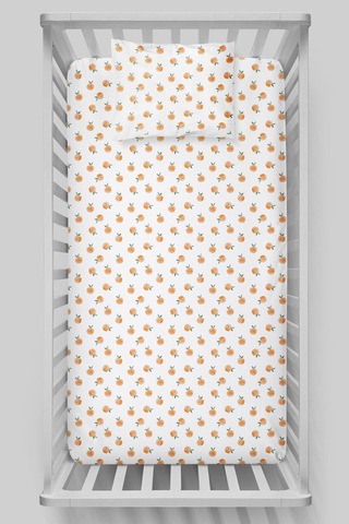 Organik Bebek Boy Lastikli Çarşaf Seti 80x140 - Portakal Bahçesi
