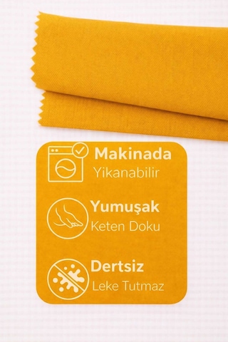 Perdeyap1980 Kadife Dokulu Hardal Renk Ada Serisi Runner 40 X 140 Cm Hardal
