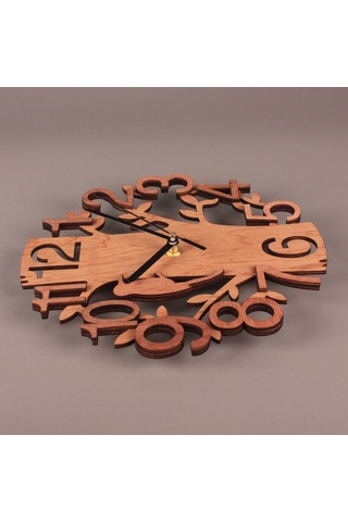 Yaleker Ahşap Ağaç Desenli Sessiz Duvar Saati - Ofis, Mutfak, Yatak Odası İçin Dekoratif, Keskin Okuma, 28.5cm, Sessiz Hareket Çok Renki