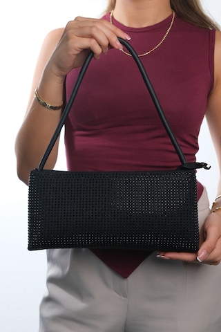 Luvishoes 1403 Siyah Siyah Taşlı Kadın Kol Çantası Siyah