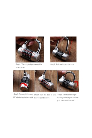 Geeroyoo 5 Haneli Şifreli Kilit, Kapı Ve Dolap İçin Çelik Zincirli, Renk Seçenekli 2'li Paket