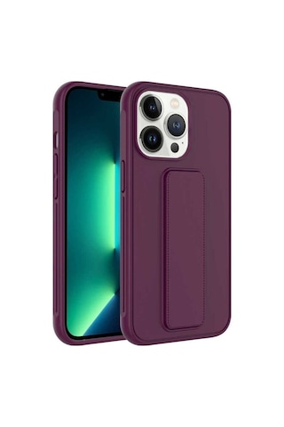 Apple Uyumlu iPhone 14 Pro Max Kılıf Zore Qstand Kapak Mürdüm