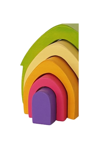 Waldorf Pastel Renkler 5'li Ev Ahşap Oyuncak