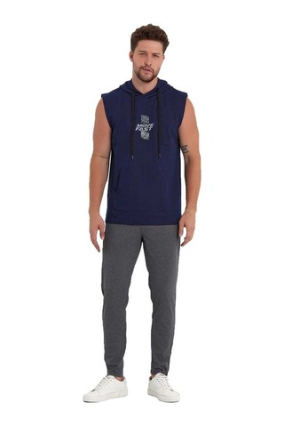 Adams Erkek Kapüşonlu Kanguru Cepli Kolsuz Sweatshirt 001