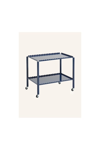 Hay Arcs 2 Katlı Servis Arabası 53 Cm Dekoratif Metal Tasarım Tekerlekli Raflı Servis Tepsileri Çok Renkli