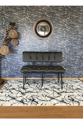 Yirmi15 Metal Ayaklı Metal Alt Kasalı New 2024 Sırtlı Bench Bank Füme