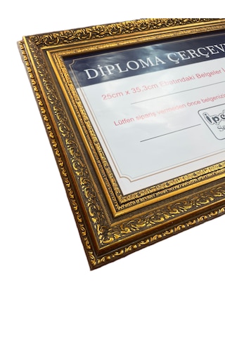 Diploma Çerçevesi Gold Varaklı 25x35,3 Ebatında - Hakiki Camlı