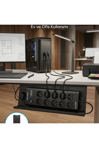 Usb Ve Type-c Şarj Özellikli 10'lu Çoklu Priz Diğer
