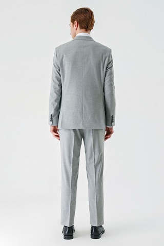 İmza Mono Yaka Çift Yırtmaç 6 Drop Comfort Fit Rahat Kesim Klasik Takım Elbise 1001240102 - Gri