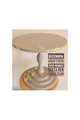 Pasta Standı Ahşap Ayaklı Katlı Sunum Servis Standı Pasta Kek Standı Düzenleyici Vizon